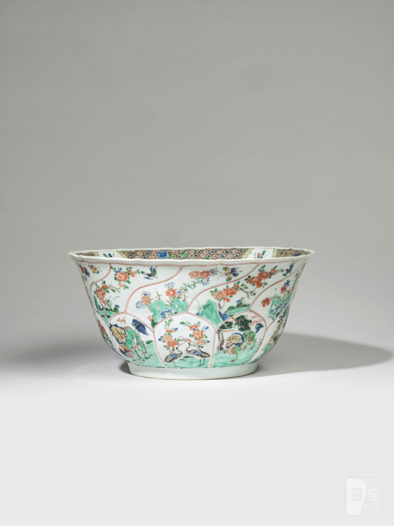 清康熙 五彩花鳥瑞獸圖盌 | GRAND BOL EN PORCELAINE DE LA FAMILLE VERTE - 图9
